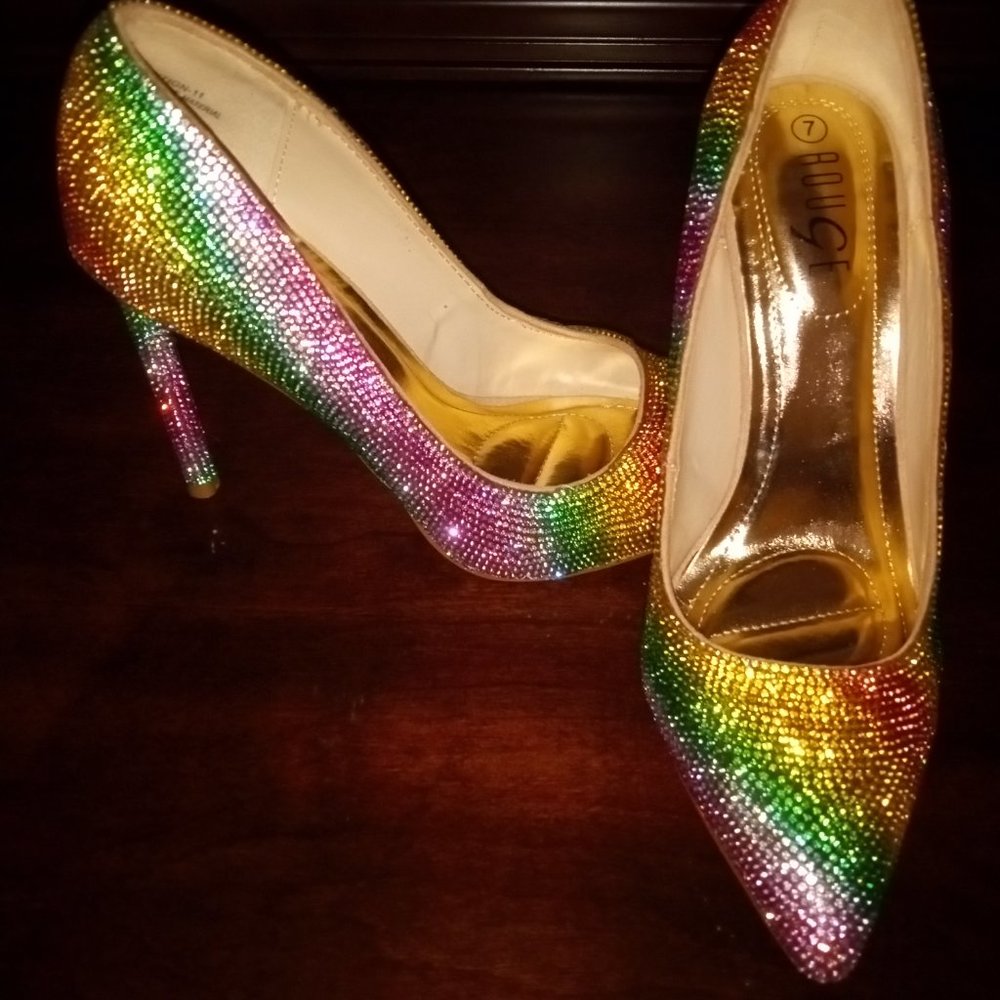 Womens Multi-color Blinged Out Rhinestone Heels - Picture 7 of 7